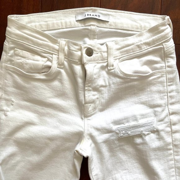J BRAND  ripped distressed  STRETCHY WHITE SKINNY DENIM JEANS 26 - Picture 2 of 9